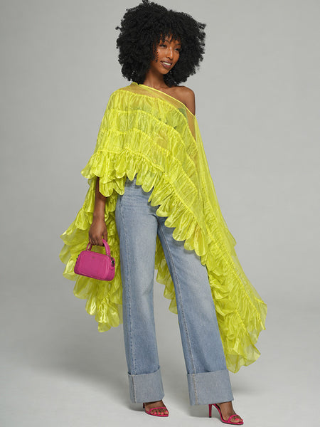 Boat-Neck Tiered Ruffle Top