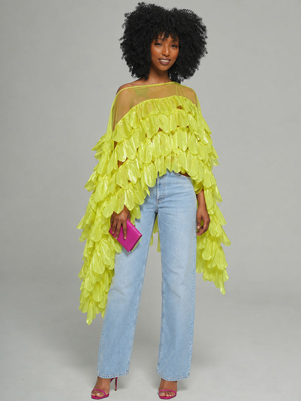Boat-Neck Tiered Ruffle Top