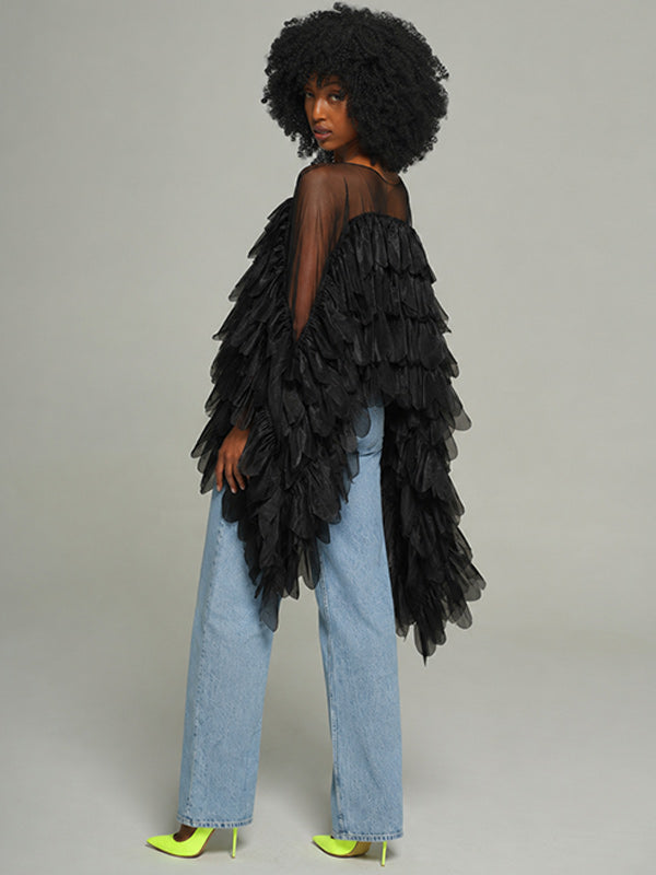 Boat-Neck Tiered Ruffle Top