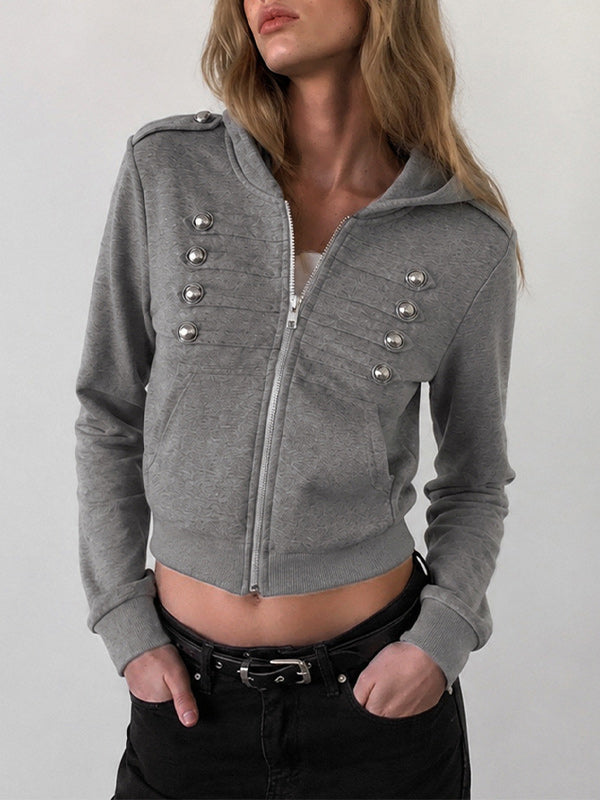 Double-Breasted Zip-Front Hoodie