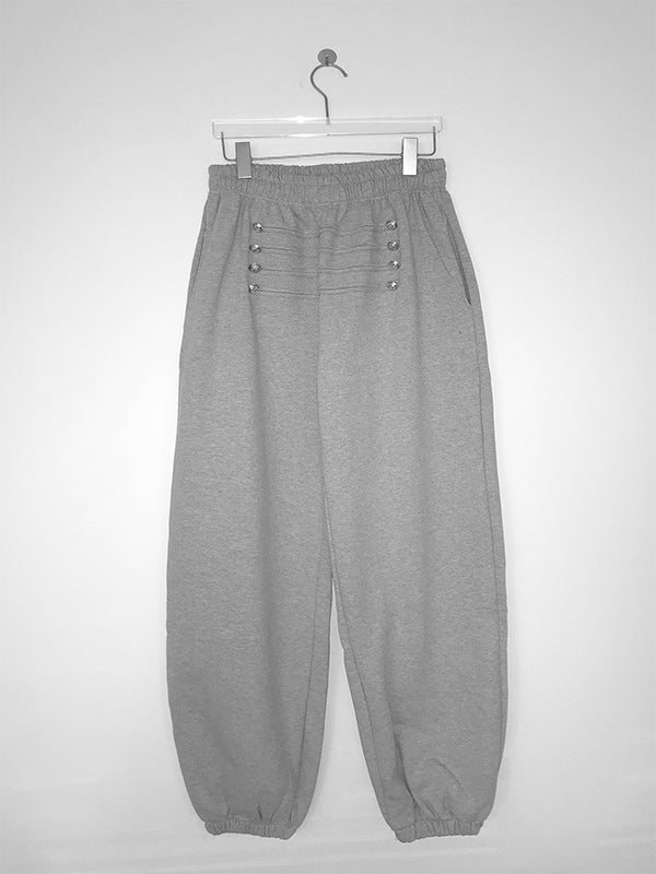 Button Wide-Leg Jogger Pants