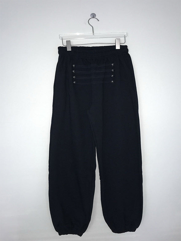Button Wide-Leg Jogger Pants