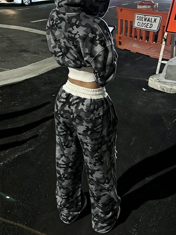 Camo Zip-Front Hoodie & Pants Set