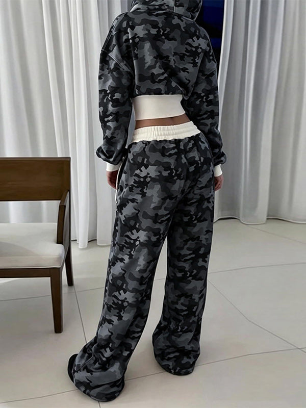 Camo Zip-Front Hoodie & Pants Set