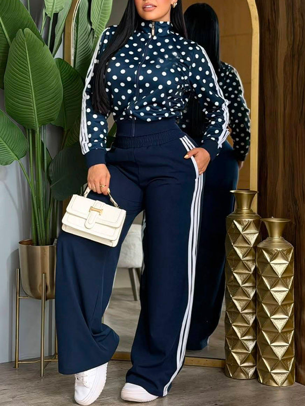 Side-Stripe Zip-Front Jacket & Pants Set