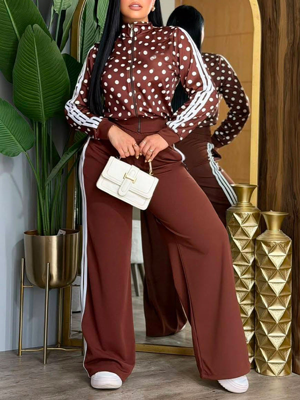 Side-Stripe Zip-Front Jacket & Pants Set