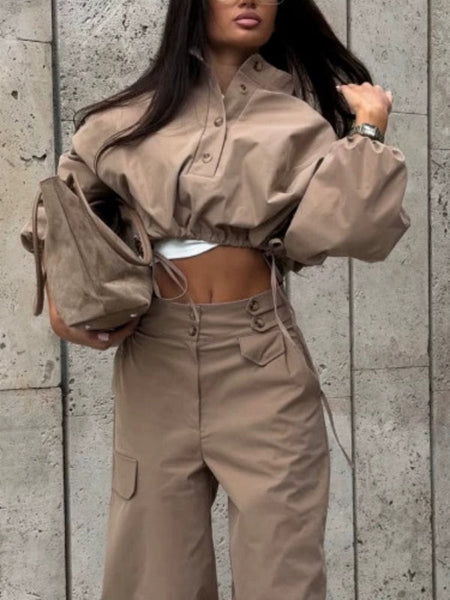 Button-Front Crop Top