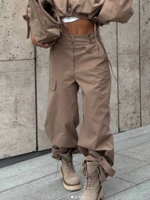 Solid Cargo Pants