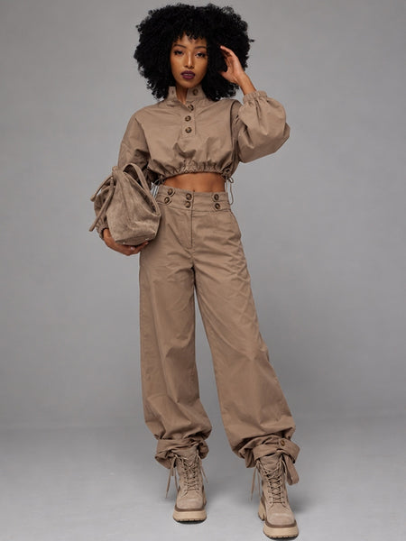 Solid Cargo Pants