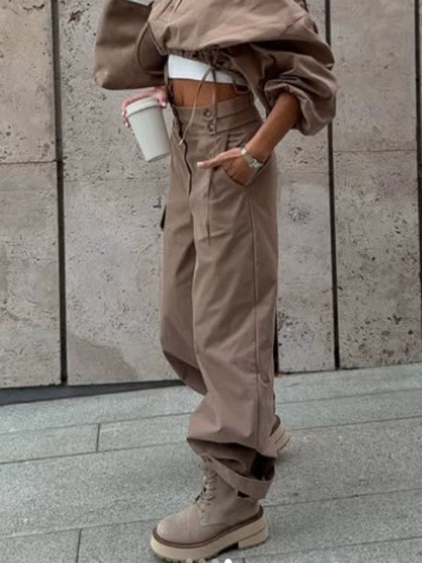 Solid Cargo Pants