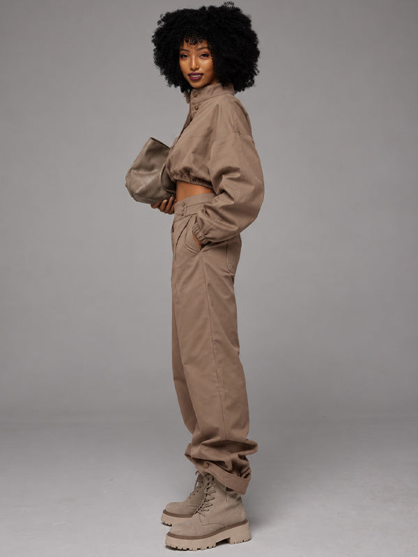 Solid Cargo Pants