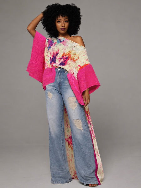Boat-Neck High-Low Tunic Top