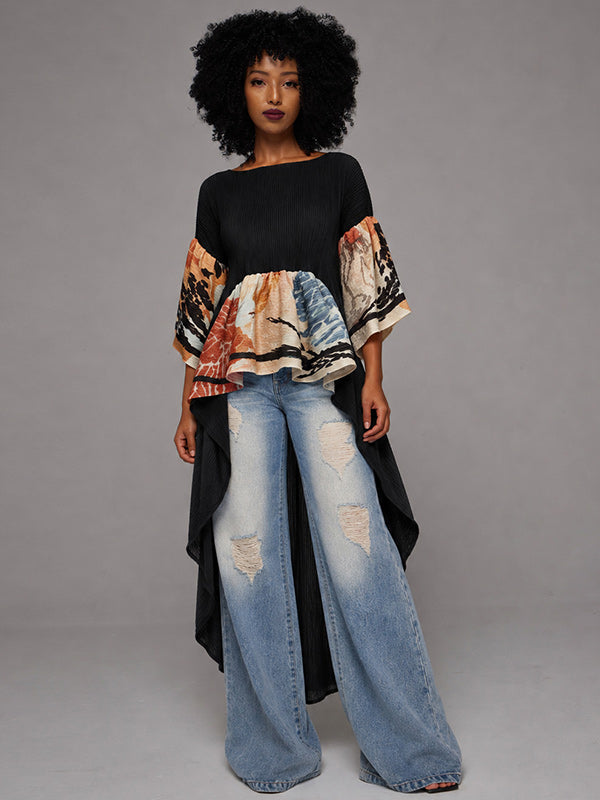 Boat-Neck High-Low Tunic Top
