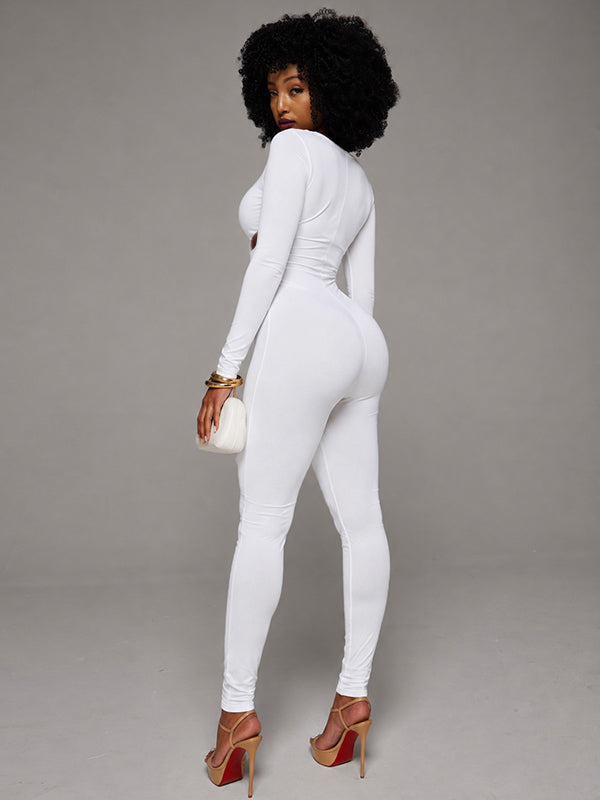 Solid Cross Cutout Jumpsuit