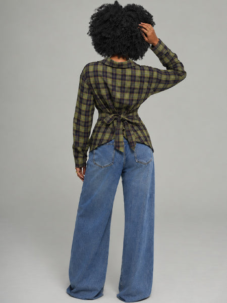 Plaid Tied-Back Shirt
