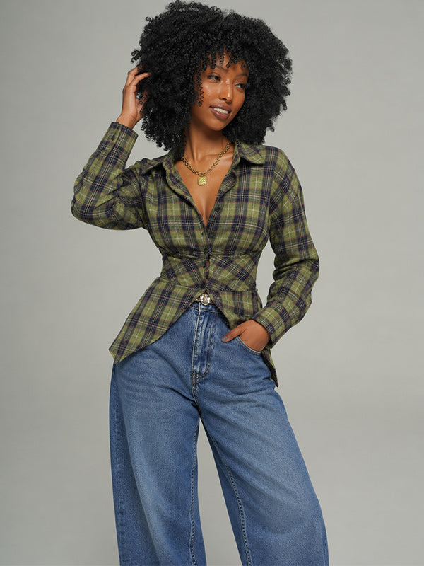 Plaid Tied-Back Shirt