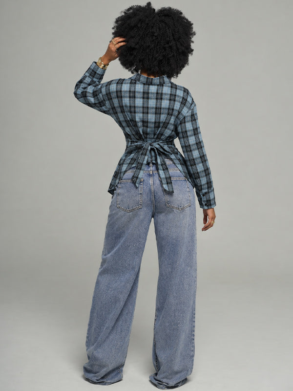 Plaid Tied-Back Shirt