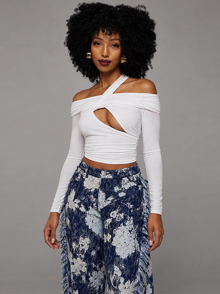 Off-Shoulder Cutout Tee