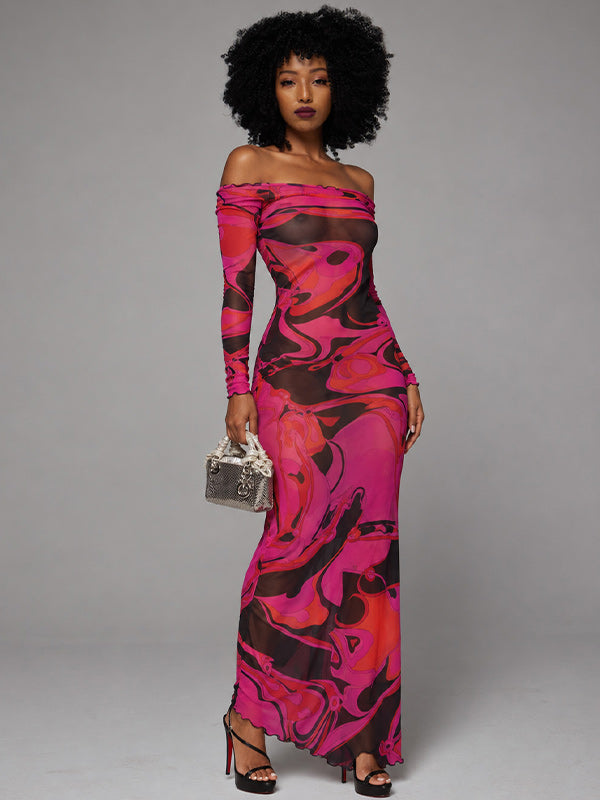 Printed Off-Shoulder Dress