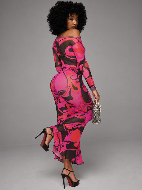 Printed Off-Shoulder Dress