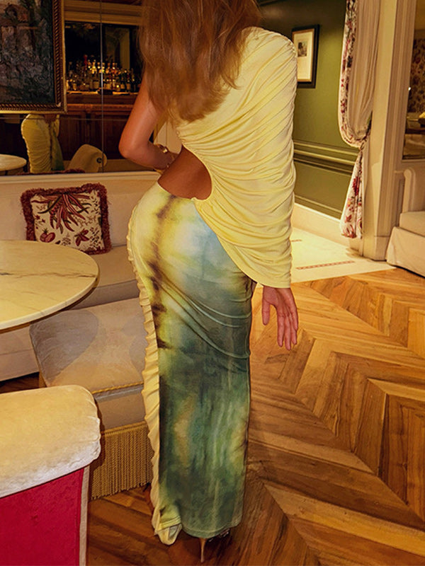One-Shoulder Cutout Ruched Dress