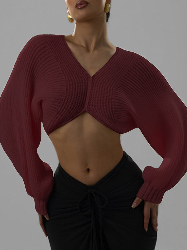 V-Neck Cropped Sweater