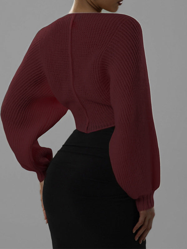 V-Neck Cropped Sweater