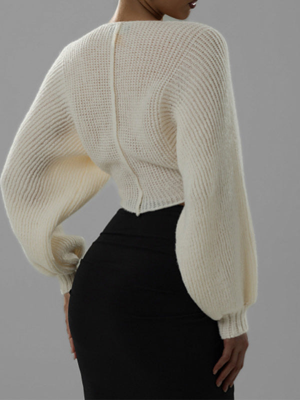 V-Neck Cropped Sweater