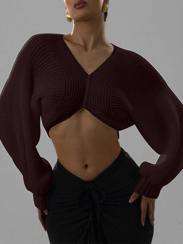 V-Neck Cropped Sweater