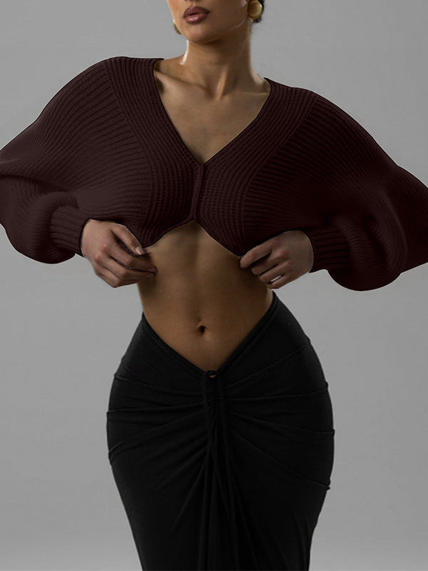 V-Neck Cropped Sweater