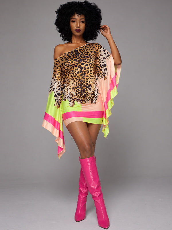 Leopard Boat-Neck Dress