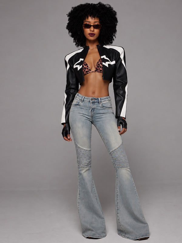 Two-Tone Faux-Leather Jacket