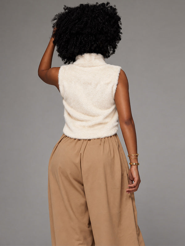 Faux-Fur Mock-Neck Vest
