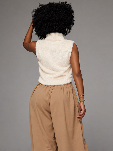 Faux-Fur Mock-Neck Vest