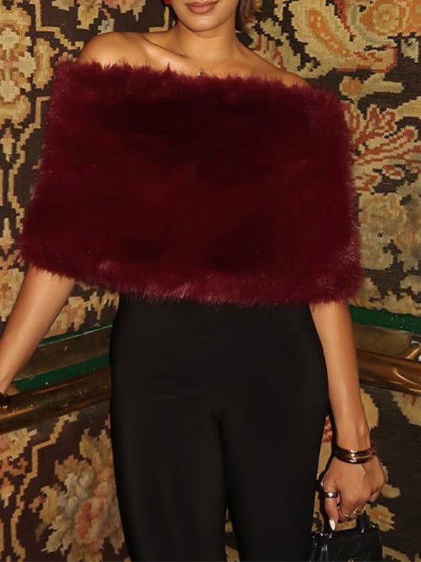 Faux-Fur Off-Shoulder Top