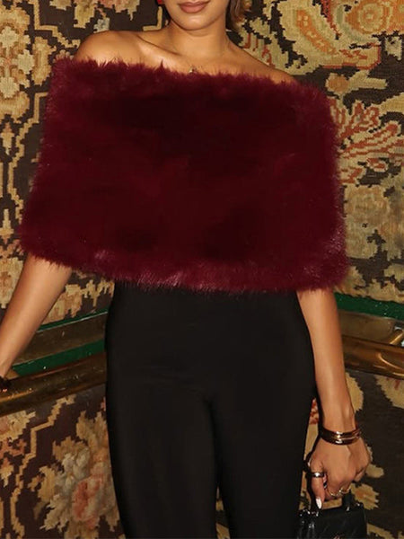 Faux-Fur Off-Shoulder Top