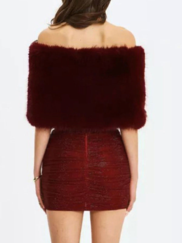Faux-Fur Off-Shoulder Top