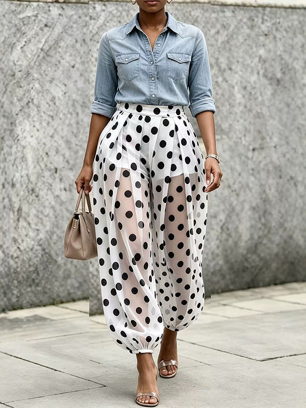Dot Sheer Jogger Pants