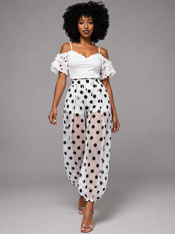 Dot Sheer Jogger Pants