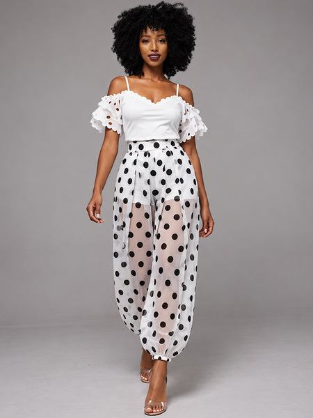 Dot Sheer Jogger Pants