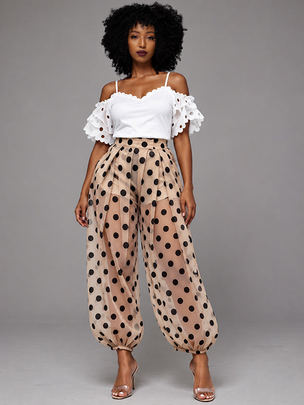 Dot Sheer Jogger Pants