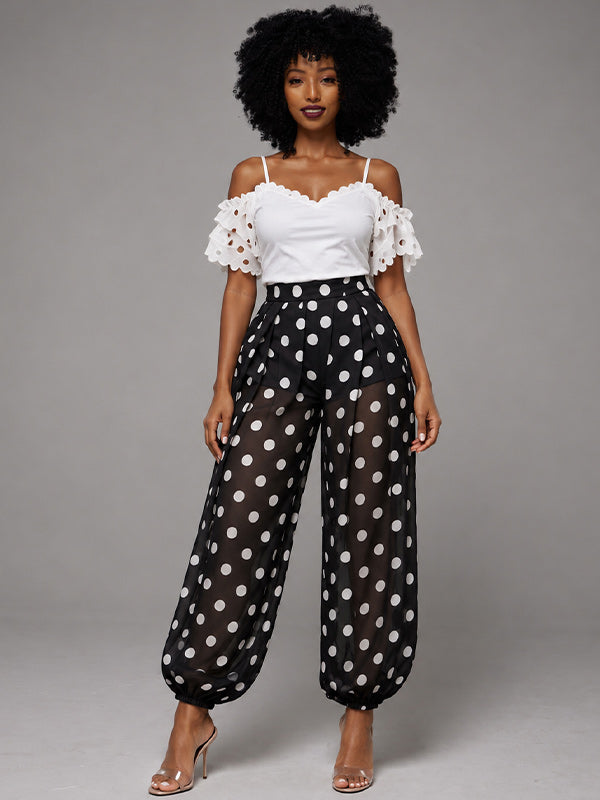 Dot Sheer Jogger Pants