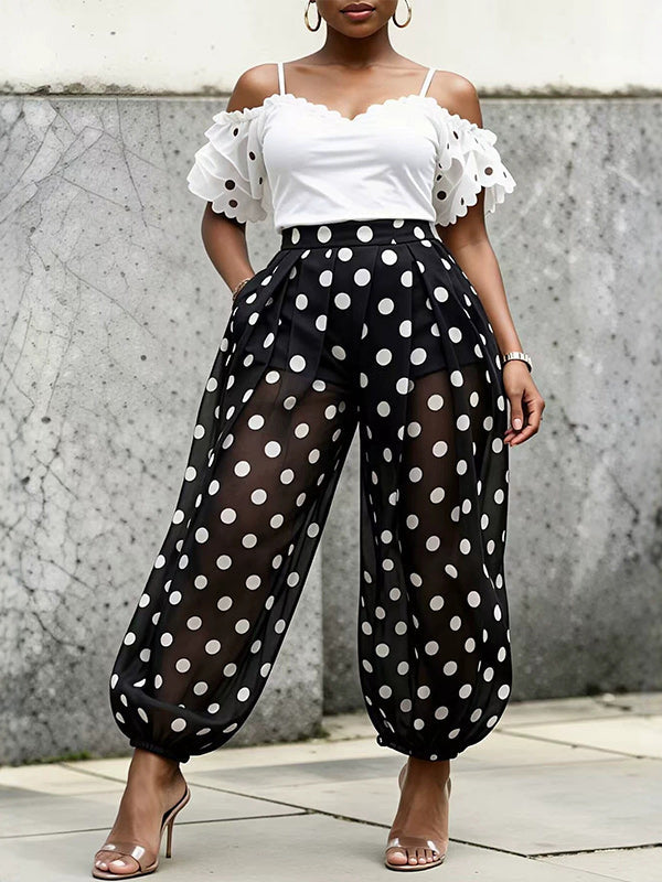 Dot Sheer Jogger Pants