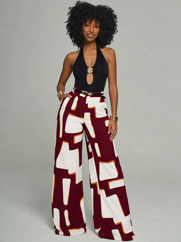 Printed Wide-Leg Pants