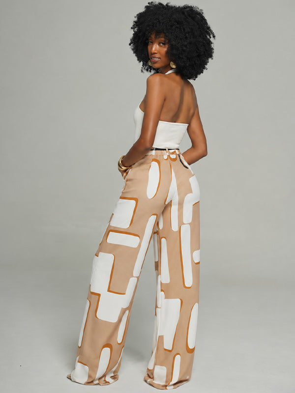 Printed Wide-Leg Pants