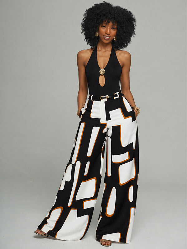 Printed Wide-Leg Pants