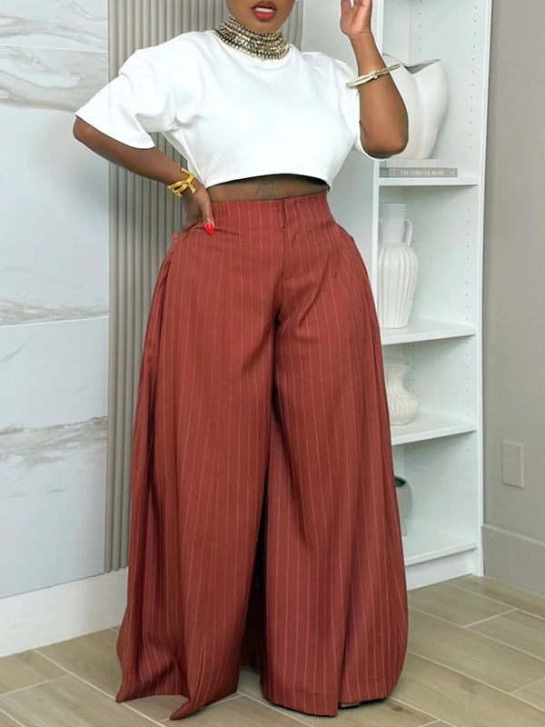 Stripe Wide-Leg Pants