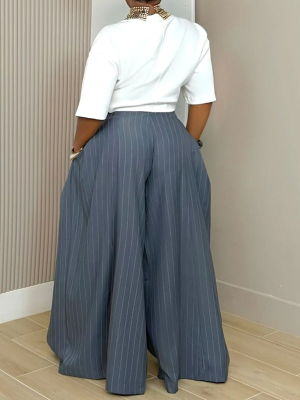 Stripe Wide-Leg Pants