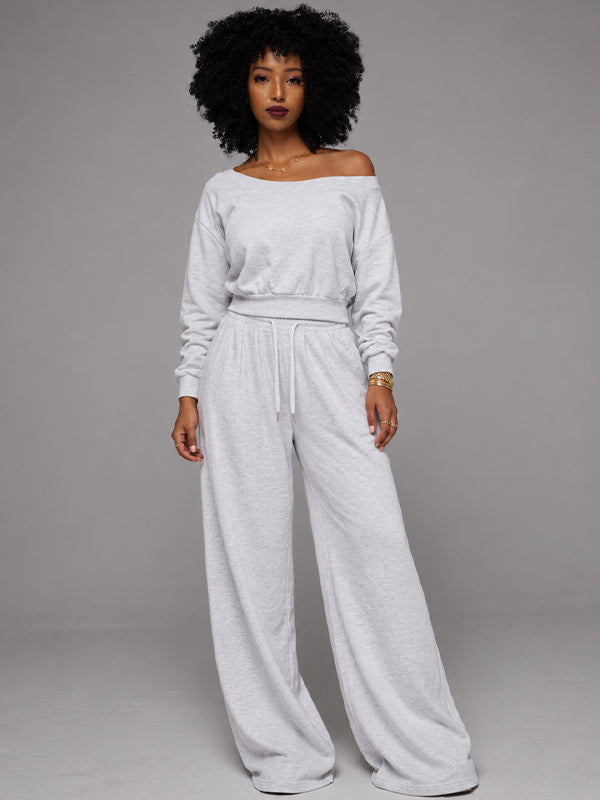 Boat-Neck Sweatshirt & Pants Set