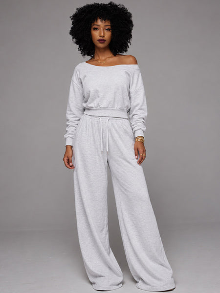 Boat-Neck Sweatshirt & Pants Set